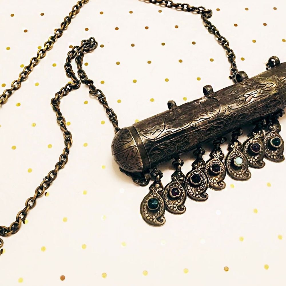 Tribal Jewelry -Turkish Prayer Box Pendant Secret Compartment Necklace